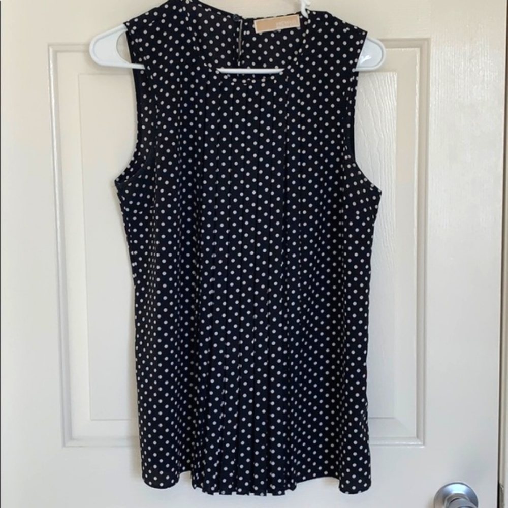 Michael Kors Pleated Polka Dot Sleeveless Top